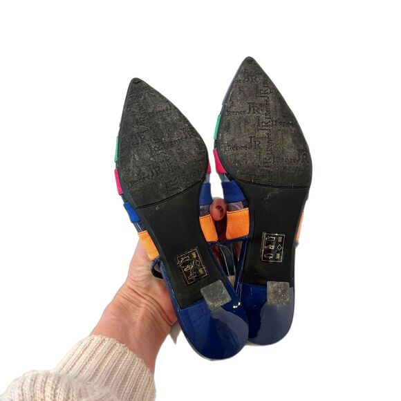 J.Renee Gavrel Multicolor Heels Slingback Size 5 1/2 Pointed Toe - Picture 6 of 11